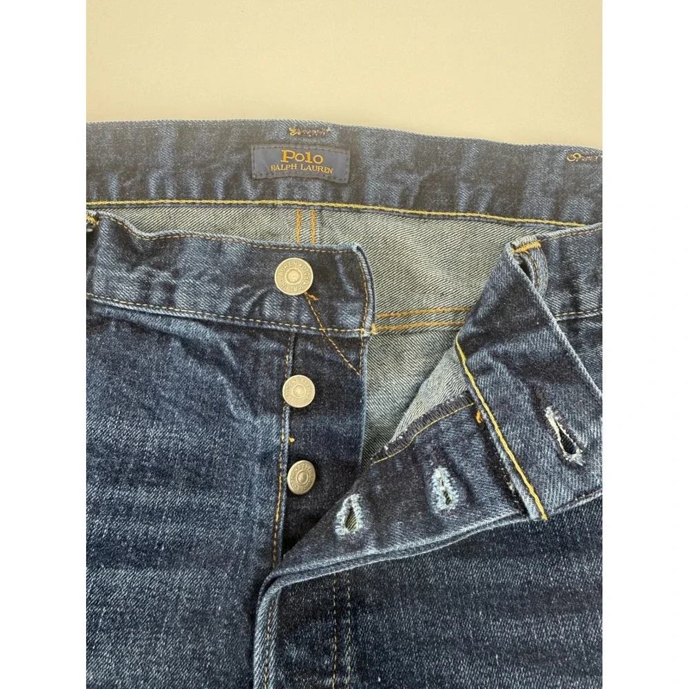 Polo Ralph Lauren Sullivan Slim Jeans Mens 40x32 Dark Wash Blue Button Fly Denim